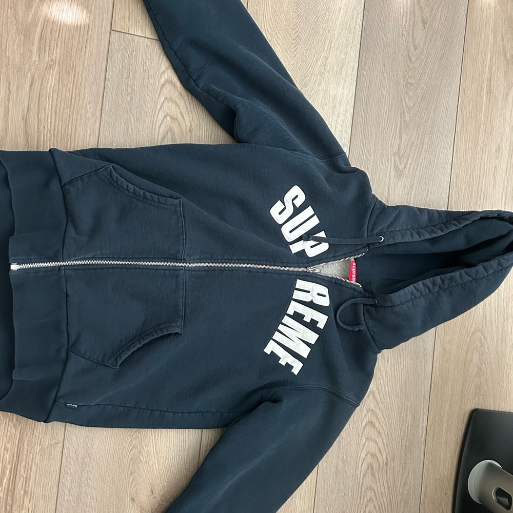 Supreme Kids Dark Blue Zip-Up Hoodie
